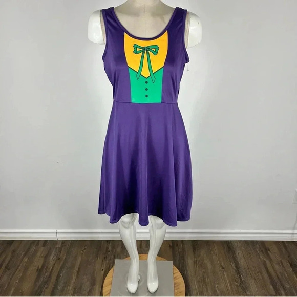 NWT DC Comics Batman The Joker A-Line Skater Dress Cosplay  Women's Juniors M - Picture 3 of 12
